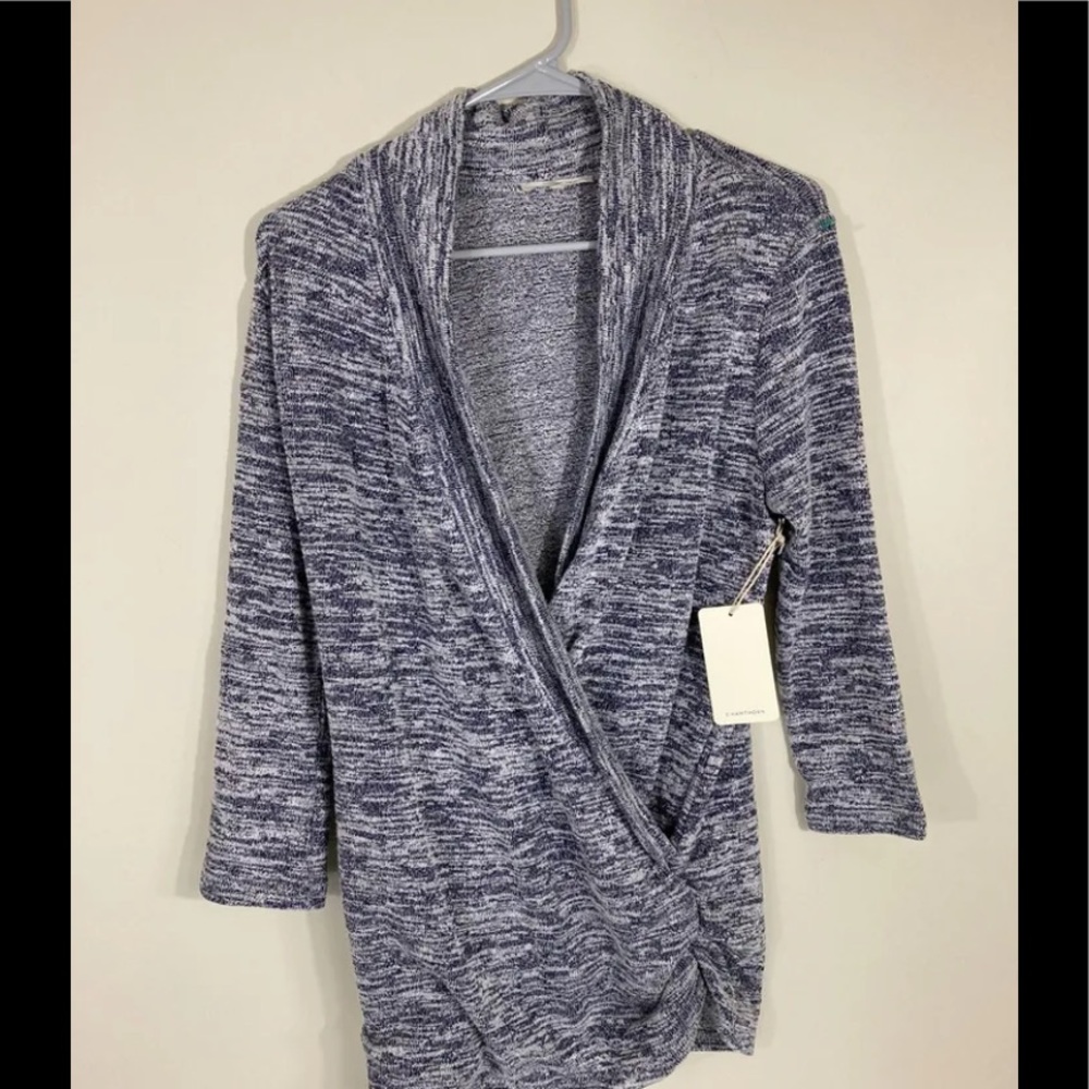 NWT 41 Hawthorn Gray Open Front Sweater Wrap Blouse Woman’s M Long Sleeve